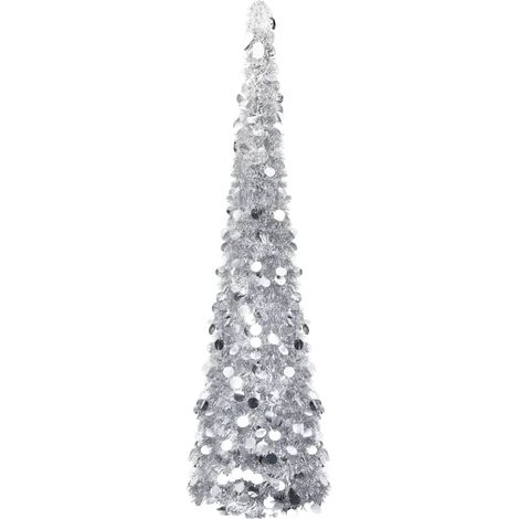 Árbol de Navidad artificial emergente PET plateado 150 cm vidaXL (1/5)