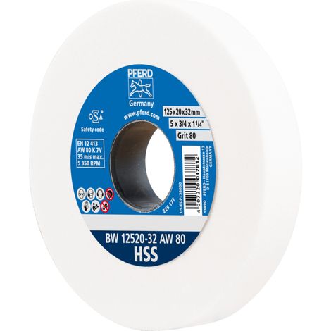 PFERD TOOLS Schleifbockscheibe Ø 125x20mm Bohrung-Ø 32 mm A80 zum Schärfen von HSS-Bohrern