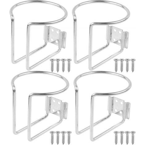 Lot de 4 porte gobelets suspendus pour bateau en métal adaptés à la navigation de plaisance yachts camions camping cars remorques et poids lourds couleur argentée (1/5)