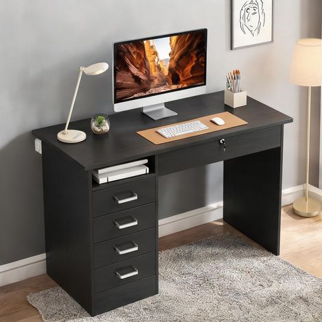 Bureau noir en panneau de particules 110 x 50 x 76 cm (1/5)
