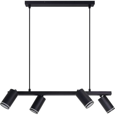 Lampada sospesa PARIS nera alluminio 4 spot GU10 Polux (1/4)
