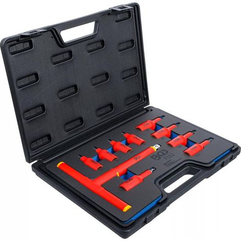 Jeu de Douilles à Embouts VDE 10 pcs - Empreinte Carré Femelle 10 mm/12,5 mm, Six Pans Femelle 4-10 mm - Sécurité - D-Work