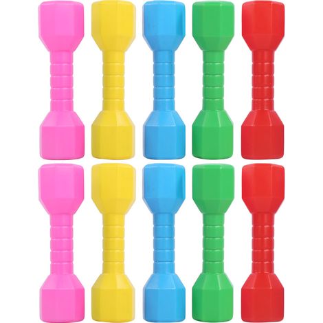 Lot de 10 haltères jouets enfants, éducation précoce parent-enfant, équipement fitness en plastique (1/5)