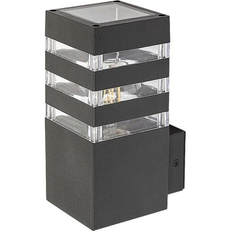 Lampe murale ankara aluminium anthracite E27 12W IP44 L: 9cm B: 12,5 cm H: 20 cm Dimmable (1/5)
