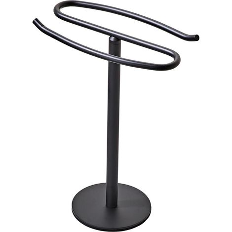 Freestanding towel rack in matte black SUS304 stainless steel, for bathroom and kitchen (1/5)
