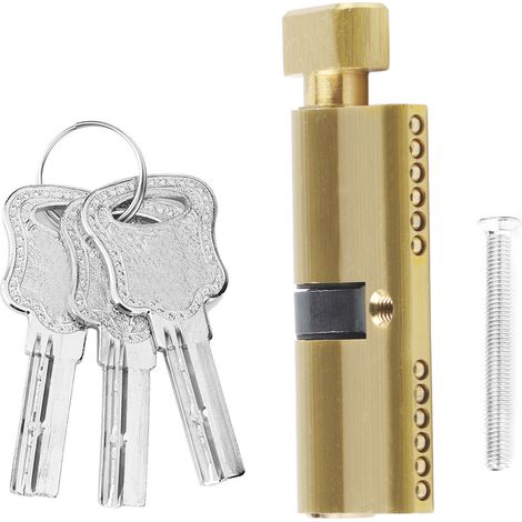 Cylindre de Serrure Antivol en Laiton avec 3 Clés, Sécurité Renforcée pour Porte d'Entrée et Chambre à Coucher (1/5)
