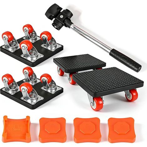 9 Pcs Kit de Deplace Meuble, Deplace Meuble Lourd avec Roues Pivotantes à 360 et Leve Meubles, Soulever Meuble Lourd Kit Charge Maximale de 500 kg pour Déménagement Meubles Objets Lourds (1/5)