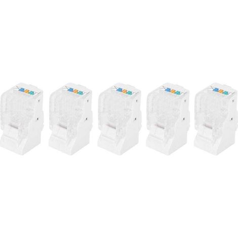 Lot de 5 connecteurs CAT3 RJ11, connecteurs téléphoniques modulaires, connecteur 6P4C AWG26 Convient pour les applications téléphoniques, fax, vocales dans les systèmes de câblage (1/4)