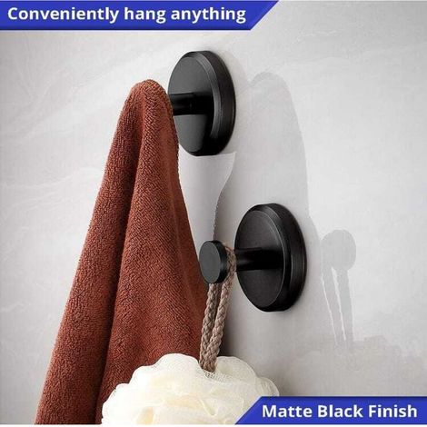 Lot de 4 crochets muraux noirs, pour serviettes, manteaux et peignoirs – Salle de bain & Cuisine