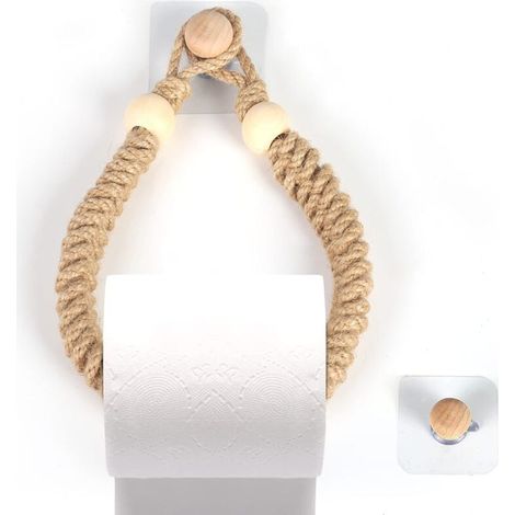 1 Stück Handtuchhalter aus Seil, Badezimmer-Papierhalter, Toilettenpapierhalter, Retro-Handtuchhalter aus Juteseil, Handtuchhalter aus Holz für Badezimmer und Küche FLITI (1/4)