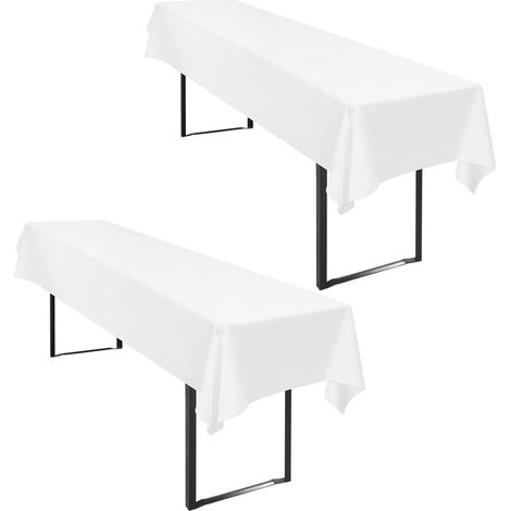 2er Set Bierzeltgarnitur Tischdecke 110x260cm Weiß, Polyester, Fleckenabweisend