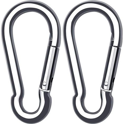 2 Pack Mousqueton en INOX pour Charges Lourdes, Mousqueton en Forme D Mousqueton à Verrouillage pour Maison Hamac Pêche Randonnée Voyages Porte-Clés (40mmx80mm)-