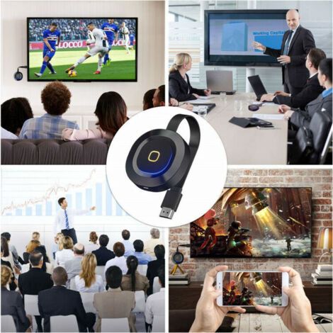 Dongle d'affichage WiFi sans fil - Récepteur d'affichage sans fil WiFi 5 GHz + 2,4 GHz - Adaptateur d'affichage sans fil 4K compatible Android/IOS/PC/TV/moniteur, noir (antenne double) (1/3)