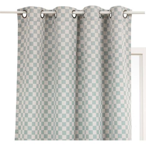 Cortina opaca para niños Billie, 140 x 260 cm, con estampado de cuadros grises y verdes - Atmosphera créateur d'intérieur (1/4)