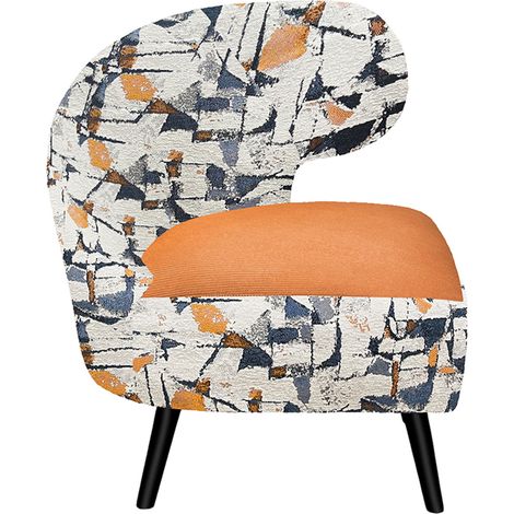 Fauteuil virgule en velours côtelé orange et multicolore - LOOP