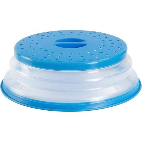 Mikrowellendeckel, faltbarer Mikrowellendeckel verhindert Spritzer, 26,6 cm Wellensieb für Obst und Gemüse, BAP-frei und ungiftig (Blau)