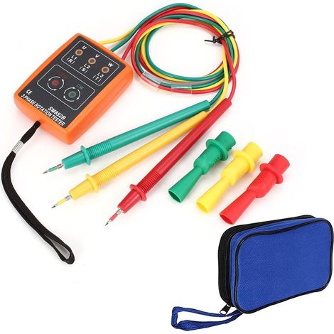 Testeur de champ rotatif de phase portable Indicateur de rotation de moteur triphasé 3 avec LED et buzzer pour tester les appareils haute tension (1/5)