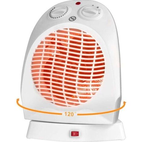 Chauffage Soufflant Economique 120° Oscillant, 2000W Radiateur Electrique Mobile Avec 3 Réglages de Chaleur et Thermostat Chauffage D'appoint Portable pour Salle de Bain Chambre à Coucher
