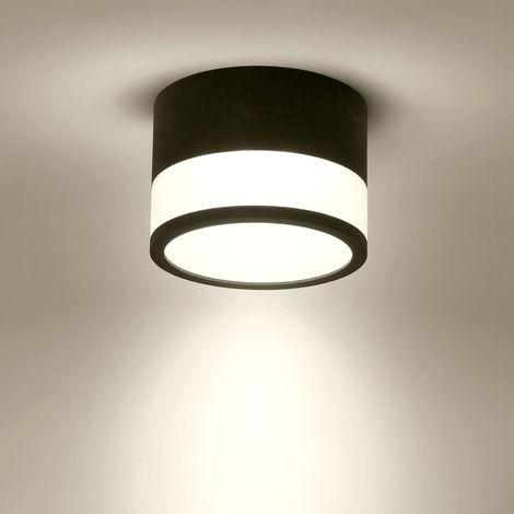 Aufputz-Deckenstrahler, 1 Stück, rund, LED, Schwarz/Neutralweiß, Aluminium, 12 W, Ø 110 mm, 230 V, 4000 K, für Flur, Schlafzimmer, Esszimmer, Küche, Wohnzimmer