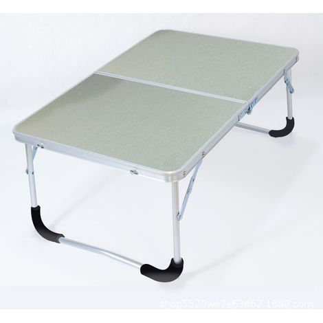 Table de camping pliante avec structure en métal, plateau en bois et serrure de sécurité, argent brossé, 62 x 42 x 28 cm (1/5)