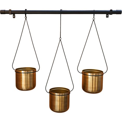 Linear Hanging Planters - Metal - L20 x W81 x H90 cm - Black/Gold