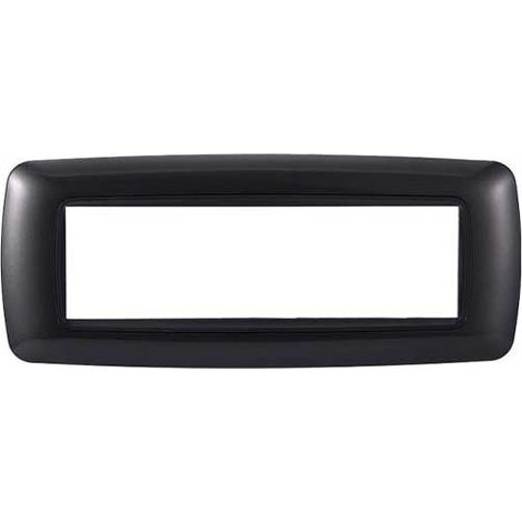 Ettroit Plaque compatible Bticino Livinglight 7 modules arrondie plastique coloris graphite acier foncé -LN88707