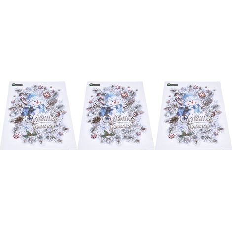 Lot de 3 autocollants muraux PVC sapin de Noël bonhomme de neige, déco créative vitrine fond mural simple, emballage rouleau (zsz2513) (1/5)