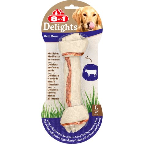 8in1 Delights Hundesnack Kauknochen Beef Leckerli Kausnack Hundefutter (1/2)