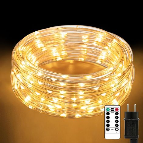 Filet lumineux d'extérieur, 2x2m 144 LED guirlande lumineuse d'extérieur blanc chaud avec prise, filet lumineux d'intérieur étanche avec télécommande et minuterie 8 modes, pour buissons jardin (1/5)