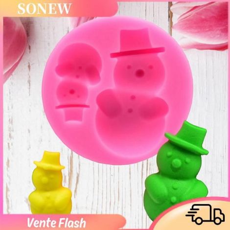Sonew moule en silicone Moule de cuisson en silicone de Noël bricolage moule à Grand et petit bonhomme de neige de Noël 5,61,5 cm (1/2)