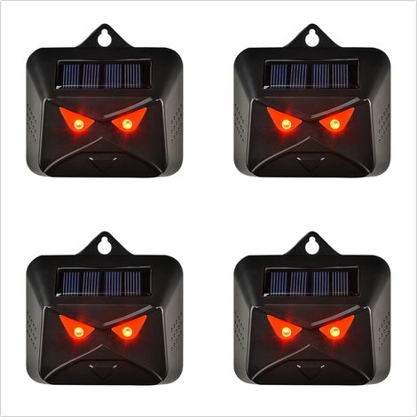 Lot de 4 répulsifs solaires pour animaux nocturnes, imperméables, pour jardin, cour, ferme, verger, prédateurs pour mouffettes, cerfs, coyote, renard, oiseau (1/5)
