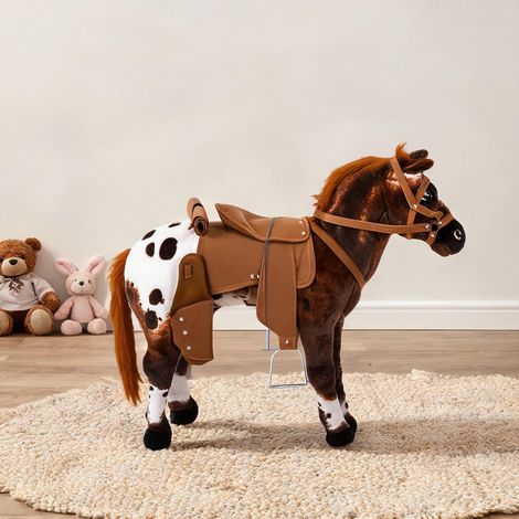 Cheval en peluche avec effets sonores et accessoires d'équitation (1/5)