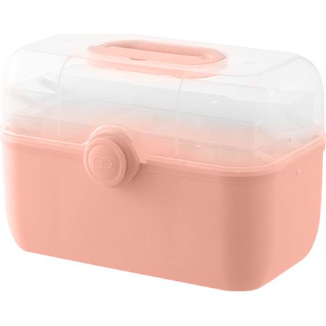 Boîte de Rangement de Médicaments en Plastique Multiniveaux Grande Capacité Rose pour Maison (1/5)