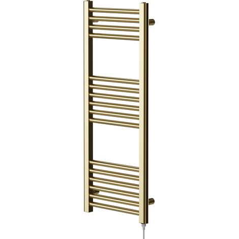 Colore Brushed Brass 1000mm x 400mm Straight Electric Heated Towel Rail (1/5)