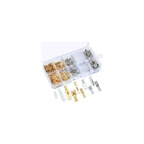 Kit di terminali a crimpare per autoveicoli (150 pezzi), connettori maschio e femmina da 6,3 mm, 4,8 mm e 2,8 mm per motociclette, automobili, scooter, barche e strumenti elettrici.
