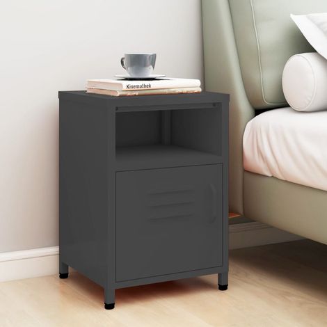 Table de chevet - Bout de Canapé Armoire De Rangement Anthracite 35x35x51 cm Acier BV558423 - BonneVie (1/5)