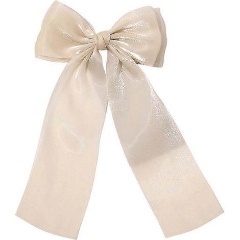 Pince à cheveux décorative avec nœud papillon et ruban pour femme, design antidérapant, pince à cheveux pour fille, maintien ferme à l'arrière de la tête-Beige (1/5)