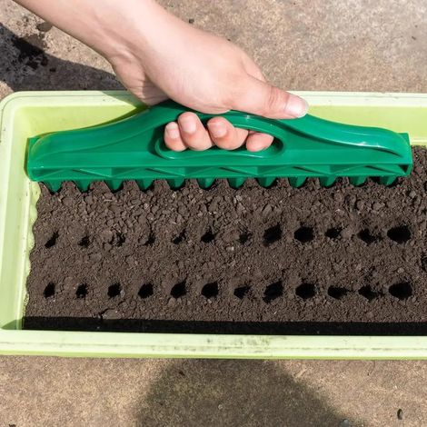 (2 pièces) Semoir manuel 26 cm à 12 trous avec gabarit de plantation et creuse-trou efficace pour le semis de légumes et de fleurs (1/4)