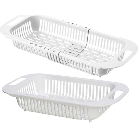 Lot De 2 Passoires D'Évier Rétractables Panier De Vidange D'Évier De Cuisine Extensible Crépine D'Évier Pour Légumes Et Fruits À Accrocher Sur Les Bords De L'Évier (1/5)