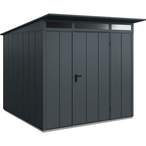Hörmann Metall-Gerätehaus Berry Modern mit Pultdach Typ 2, 248 x 283 cm, anthrazitgrau, 7 m², 1-flüglige Tür (1/5)