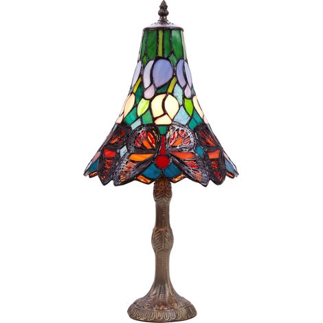 Lampe de table Tiffany avec base en forme de papillon Série D-25cm