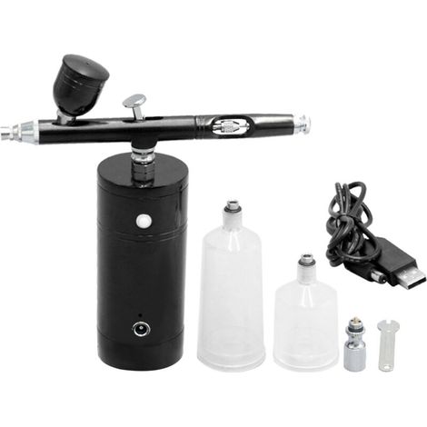 Kit de aerógrafo recargable por USB con bomba manual, compresor portátil y pistola de mano para maquillaje, tatuajes, pintura, efectos especiales e hidratante (1/5)