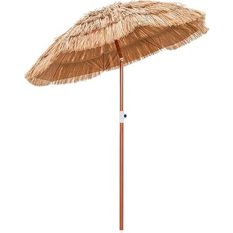 Goplus – Parasol de plage hawaïen inclinable 0° à 30° – Hauteur réglable 140-190 cm – Chaume PP et polyester imperméable – Sac de transport inclus