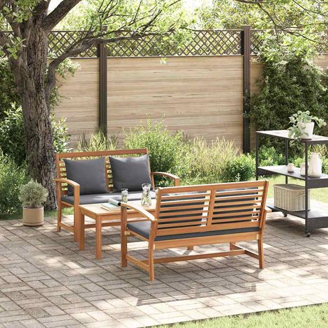 vidaXL Set Divano da Giardino 3 pz Naturale Legno di teak solido