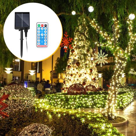 SWANEW Guirlanda Solare LED Ghirlanda Luminosa Tenda LED Party Giardino Interno Esterno Decorazione Illuminazione Natalizia 100M 1000LEDs Bianco Caldo 2 x (1/5)