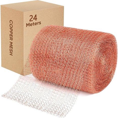 Roll of Copper Mesh, 24M x 12.5CM, Purely Knitted, Flexible, For Construction and Gardening Holes (1/5)
