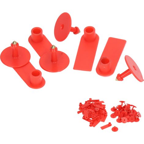 Étiquettes auriculaires vierges pour bétail, inscriptibles à la main, pour prévenir la perte de poils, pour porcs, bovins et ovins, rouges, lot de 100 (1/5)