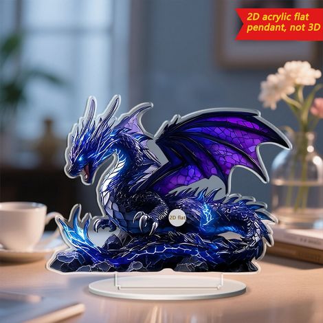 Dragon - Acrylique Plat 2D - Décoration Bureau Maison Bureau - Figurine Fantaisie - Lot de 3 (1/5)