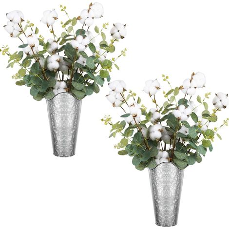 Lot de 2 jardinières murales galvanisées, vases suspendus en métal pour décoration murale de style rustique et champêtre. (1/5)