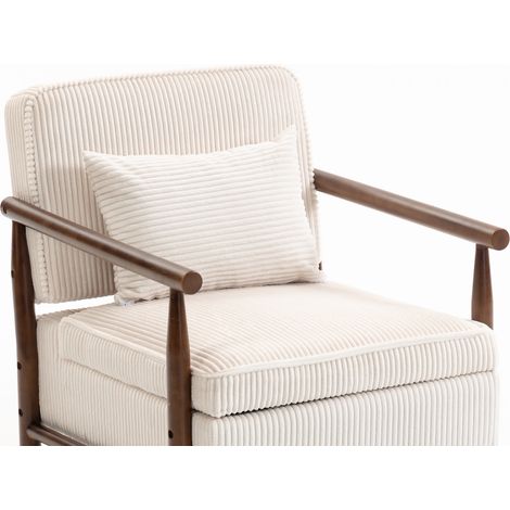 Poltrona in legno e tessuto bianca con cuscino lombare MODENUIT (1/5)